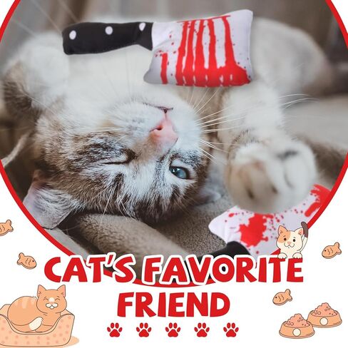 Honoson 8 Pcs Knife Cat Chew Toys Catnip Toys Interactive Stuffed Kitten Chew Toys Teething Resistant for Christmas Halloween Indoor Kitten Cats Boredom Relief Teeth Cleaning(Knife Pattern) in Saudi Arabia