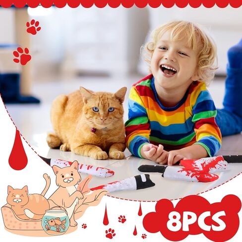 Honoson 8 Pcs Knife Cat Chew Toys Catnip Toys Interactive Stuffed Kitten Chew Toys Teething Resistant for Christmas Halloween Indoor Kitten Cats Boredom Relief Teeth Cleaning(Knife Pattern) in Saudi Arabia