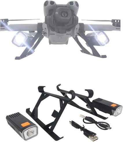 معدات الهبوط مع كشاف ضوئي مزدوج لـ DJI Mini 5 Pro، أرجل تمديد الارتفاع لرحلة ليلية مستقرة وهبوط آمن، التصوير الجوي يملأ الضوء in Kuwait