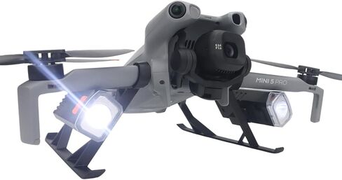 معدات الهبوط مع كشاف ضوئي مزدوج لـ DJI Mini 5 Pro، أرجل تمديد الارتفاع لرحلة ليلية مستقرة وهبوط آمن، التصوير الجوي يملأ الضوء in Kuwait
