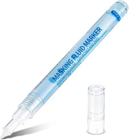 1 Pcs Masking Fluid Pen for Watercolor Painting, 0.7mm Capacity with Applicator Tip, Masking Fluid Marker for Various Art Projects Watercolor Ink, Blue in Saudi Arabia