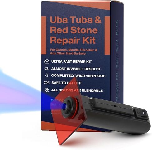 مجموعة إصلاح Uba Tuba & Red Stone (لون أحمر وأسود وشفاف) - مثالية كمجموعة إصلاح جرانيت، تعمل بشكل رائع كمجموعة إصلاح كونترتوب الكوارتز، كما أنها تستخدم في مجموعة إصلاح السيراميك والبلاط والبورسلين in Kuwait