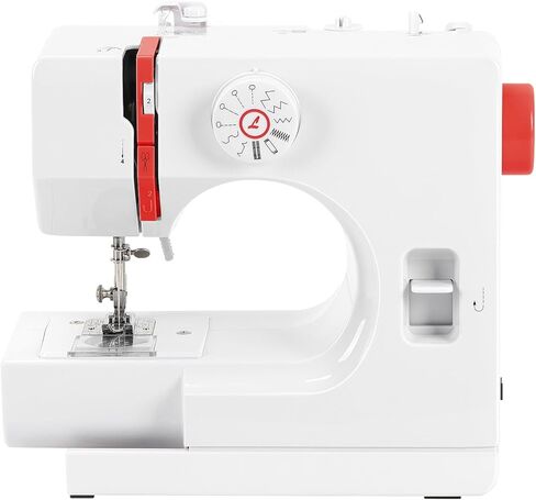 ماكينة خياطة صغيرة مع 12 نمط غرز، دواسة قدم وزر للتحكم، إعدادان للسرعة عن طريق الزر، ضوء LED مدمج، مناسبة للمبتدئين والأطفال والكبار (وردي) in Kuwait