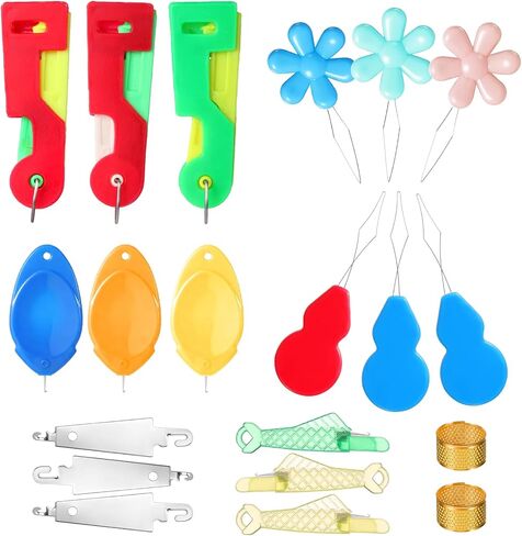 Gjinxi 20 Pcs Sewing Tool Kit, Fish Mouth Sewing Machine Needle Threaders Gourd and Thumb Shaped Simple Threader for Needle Work, Embroidery Floss, Hand Sewing, DIY Craft Project in Saudi Arabia
