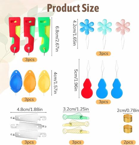 Gjinxi 20 Pcs Sewing Tool Kit, Fish Mouth Sewing Machine Needle Threaders Gourd and Thumb Shaped Simple Threader for Needle Work, Embroidery Floss, Hand Sewing, DIY Craft Project in Saudi Arabia