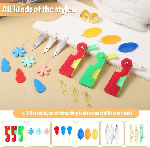 Gjinxi 20 Pcs Sewing Tool Kit, Fish Mouth Sewing Machine Needle Threaders Gourd and Thumb Shaped Simple Threader for Needle Work, Embroidery Floss, Hand Sewing, DIY Craft Project in Saudi Arabia