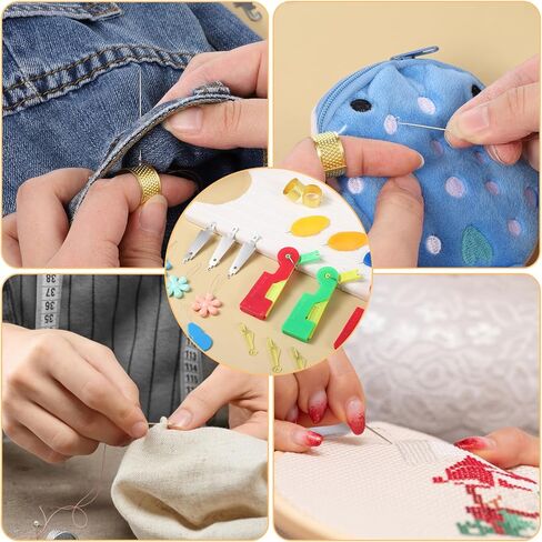 Gjinxi 20 Pcs Sewing Tool Kit, Fish Mouth Sewing Machine Needle Threaders Gourd and Thumb Shaped Simple Threader for Needle Work, Embroidery Floss, Hand Sewing, DIY Craft Project in Saudi Arabia