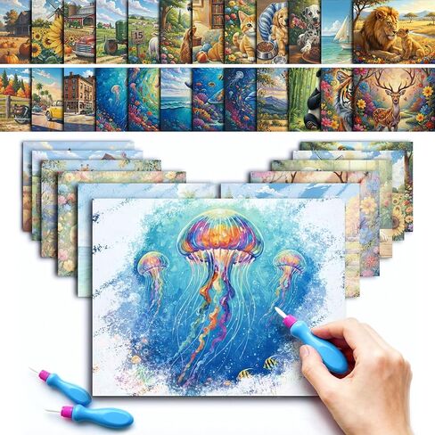 24pc Reusable Water Painting Books for Seniors: Mess-Free Dementia Activity with 2 Pens & 5 Themes (Animals, Pets, Farm, Ocean, Vintage) | Sensory Relaxing Gift for Alzheimer‘s Care & Nursing Home in Saudi Arabia
