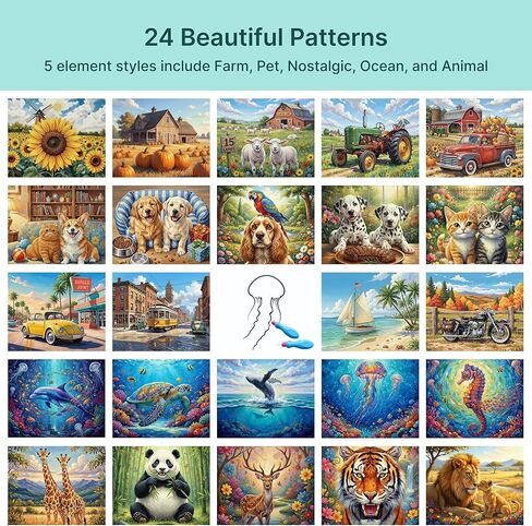 24pc Reusable Water Painting Books for Seniors: Mess-Free Dementia Activity with 2 Pens & 5 Themes (Animals, Pets, Farm, Ocean, Vintage) | Sensory Relaxing Gift for Alzheimer‘s Care & Nursing Home in Saudi Arabia
