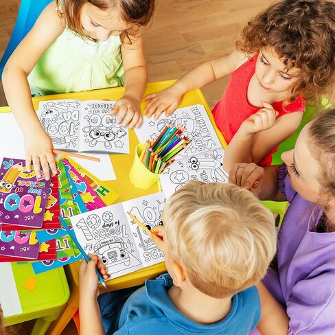 ANGOLIO 24 قطعة 100 يوم من كتب التلوين المدرسية للأطفال، كتب التلوين للأطفال DIY 100 يوم للاحتفال بالفصل الدراسي، لوازم الحفلات، جوائز الألعاب، حشو حقائب الهدايا، مكافآت القراءة in Saudi Arabia