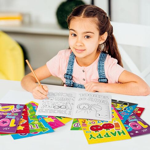 ANGOLIO 24 قطعة 100 يوم من كتب التلوين المدرسية للأطفال، كتب التلوين للأطفال DIY 100 يوم للاحتفال بالفصل الدراسي، لوازم الحفلات، جوائز الألعاب، حشو حقائب الهدايا، مكافآت القراءة in Saudi Arabia