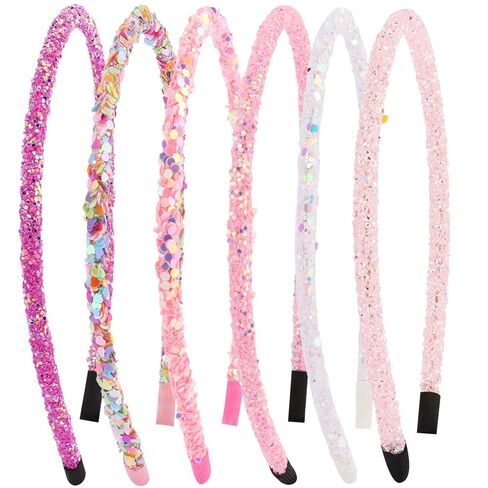 6 قطع من عصابات الرأس الرقيقة اللامعة للنساء والفتيات والأطفال الصغار عصابات رأس وردية رفيعة لامعة وإكسسوارات شعر وردية لهدايا عيد الحب وأعياد الميلاد in Kuwait