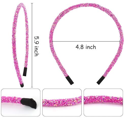 6 قطع من عصابات الرأس الرقيقة اللامعة للنساء والفتيات والأطفال الصغار عصابات رأس وردية رفيعة لامعة وإكسسوارات شعر وردية لهدايا عيد الحب وأعياد الميلاد in Kuwait