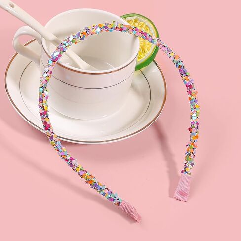 6 قطع من عصابات الرأس الرقيقة اللامعة للنساء والفتيات والأطفال الصغار عصابات رأس وردية رفيعة لامعة وإكسسوارات شعر وردية لهدايا عيد الحب وأعياد الميلاد in Kuwait