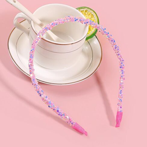 6 قطع من عصابات الرأس الرقيقة اللامعة للنساء والفتيات والأطفال الصغار عصابات رأس وردية رفيعة لامعة وإكسسوارات شعر وردية لهدايا عيد الحب وأعياد الميلاد in Kuwait