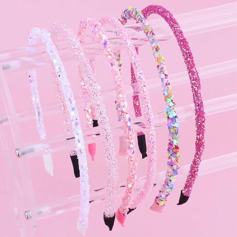 6 قطع من عصابات الرأس الرقيقة اللامعة للنساء والفتيات والأطفال الصغار عصابات رأس وردية رفيعة لامعة وإكسسوارات شعر وردية لهدايا عيد الحب وأعياد الميلاد in Kuwait