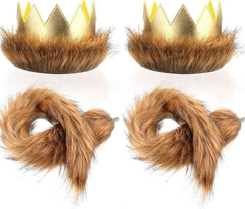 4 Pcs Wild One Crowns Tails Cake Smash Things King of the Jungle Headbands for Halloween Costume Party Supplies in Saudi Arabia