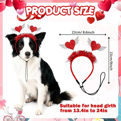 2PCS عيد الحب الكلب عقال الترتر الأحمر عقال القلب، عيد الحب الزي الحيوانات الأليفة إكسسوارات الشعر للكلاب الصغيرة المتوسطة in Kuwait