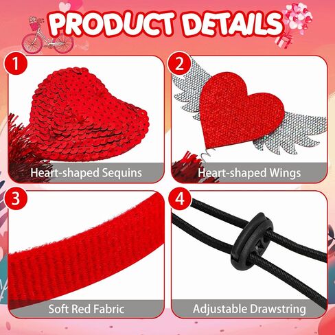 2PCS عيد الحب الكلب عقال الترتر الأحمر عقال القلب، عيد الحب الزي الحيوانات الأليفة إكسسوارات الشعر للكلاب الصغيرة المتوسطة in Kuwait