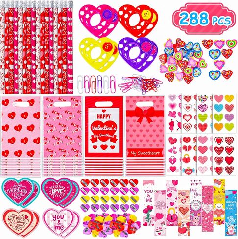 28 Pack Valentines Day Stationery Set for Kids Valentines Day Gift Card School Classroom Exchange Gifts Party Favors Supplies in Saudi Arabia