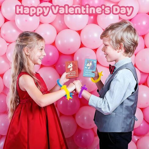 36Pcs Valentine's Day Gift Cards with Unicorn Stretchy Strings Toys,Sensory Fidget Stretch Toys Bulk for Kids,Anti-Anxiety Autism Toy,School Classroom Exchange Prizes,Valentine Party Favors in Saudi Arabia