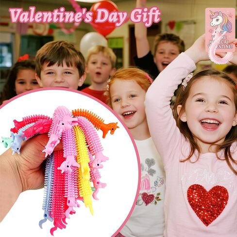 36Pcs Valentine's Day Gift Cards with Unicorn Stretchy Strings Toys,Sensory Fidget Stretch Toys Bulk for Kids,Anti-Anxiety Autism Toy,School Classroom Exchange Prizes,Valentine Party Favors in Saudi Arabia