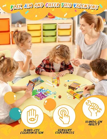 30 Pcs Valentines Cards for Kids with Sports Ball Erasers, 5 Design Valentine Sports Erasers with Valentines Cards, Kids Valentines Classroom Exchange Prizes Party Favor, Boys Valentines Gift in Saudi Arabia