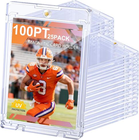 100pt Magnetic Card Holder, 15ct Hard Plastic One Touch Card Case with Strong Magnets Closure, U-V Protection Case for Thick Trading Sports Gaming TCG Collection Clear Display Storage in Kuwait