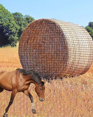 6x6Ft Round Bale Hay Net, Knotless Slow Feeder Hay Net Fits Round Bales 4x4 5x5 6x6ft and Square Bales 3x3x8 4x4x8 5x5x8ft for Horses Cattle Sheep with 1.75in Holes in Saudi Arabia