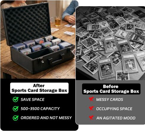 Sports Card Storage Box: 3500 Card Capacity Aluminum Trading Card Storage Case for Large Card Collections Home Study Collectors - Guard Your Collection's Value & Pride of Curation in Saudi Arabia