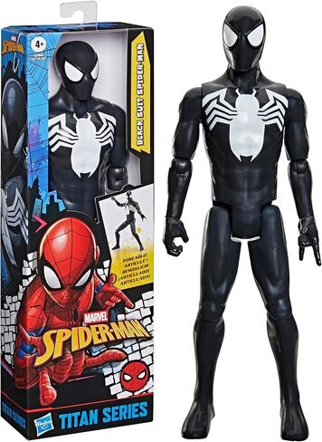 SPIDER-MAN Marvel Titan Series Black Suit Action Figure, 12-Inch-Scale (30 cm) Super Hero Toys for Kids Ages 4+ in Saudi Arabia