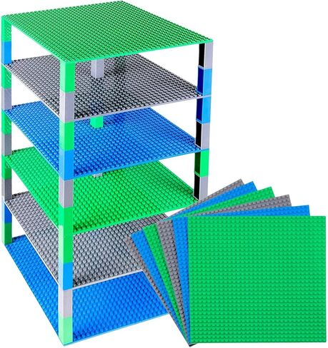 مجموعة اللوح الأساسي Strictly Briks - متوافقة مع Lego، 10 × 10 في 4 ألواح أساسية مع 30 مكدسًا، ألواح قاعدية قابلة للتكديس، مكعبات بناء أبراج عرض مخصصة، هدية عيد الفصح للأطفال، رمادي فاتح in Kuwait