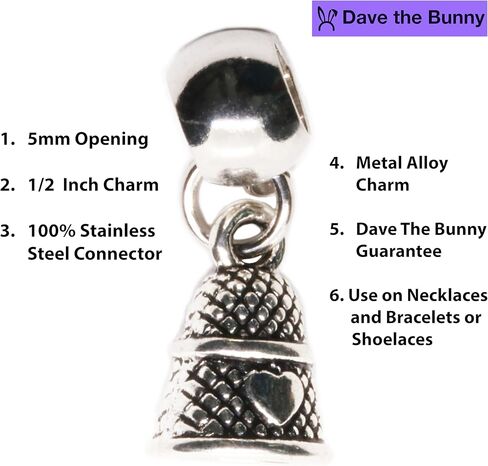 Dave The Bunny Thimble Charm لمستلزمات الخياطة - إكسسوارات خياطة أنيقة ومنتجات خياطة فريدة من نوعها هدية للمتحمسين - هدية رائعة للحرف اليدوية والخياطة لهواة الجمع in Saudi Arabia