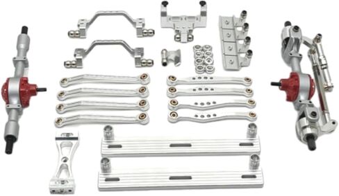 1/16 RC Vehicle Upgrade Kit Steering Rod Tie Metal Front and Rear Axle Assembly for C64, Argent in Kuwait