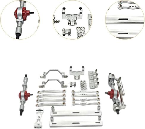 1/16 RC Vehicle Upgrade Kit Steering Rod Tie Metal Front and Rear Axle Assembly for C64, Argent in Kuwait
