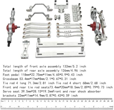 1/16 RC Vehicle Upgrade Kit Steering Rod Tie Metal Front and Rear Axle Assembly for C64, Argent in Kuwait