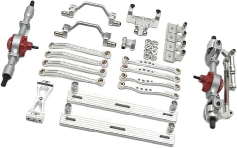 1/16 RC Vehicle Upgrade Kit Steering Rod Tie Metal Front and Rear Axle Assembly for C64, Argent in Kuwait