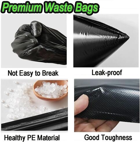 100 كيس براز للكلاب بحجم 23.6 × 21.6 بوصة لسلة قمامة براز الكلاب بسعة 20 لتر، باللون الأسود in Kuwait