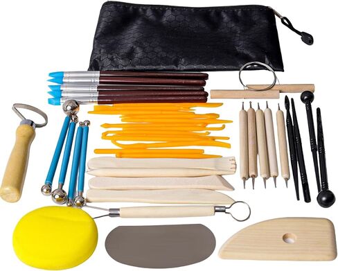 Air Dry Clay Kit 10 LBs + 42 Pcs Pottery Tools - Non-Toxic Organic Clay for Sculpting, Hand Modeling & Throwing, for Art Classes Ceramics Workshops (White) in Saudi Arabia