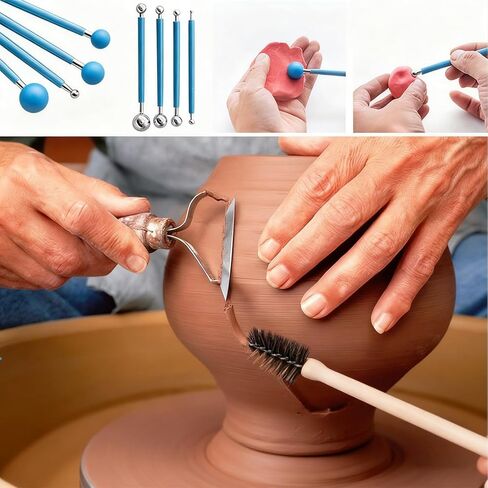 Air Dry Clay Kit 10 LBs + 42 Pcs Pottery Tools - Non-Toxic Organic Clay for Sculpting, Hand Modeling & Throwing, for Art Classes Ceramics Workshops (White) in Saudi Arabia
