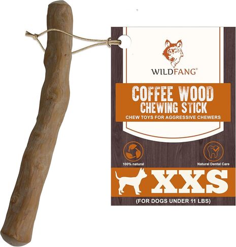 Wildfang® Coffee Wood Dog Chew، كبير - ألعاب مضغ قوية للمضغ العدواني، ألعاب تسنين الكلاب للجراء، تدريب على مضغ العضلات، أعواد شجرة القهوة للكلاب الكبيرة (55-99 رطلاً) in Kuwait