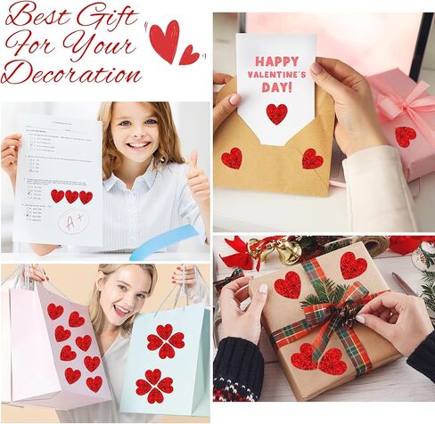Heart Stickers, Valentines Stickers for Kids, 1 inch Holographic Self Adhesive Glitter Red Heart Sticker for Valentine's Day Love Decorations Wedding Envelope Seal Gift Decorative Label Sticke,500 pcs in Kuwait