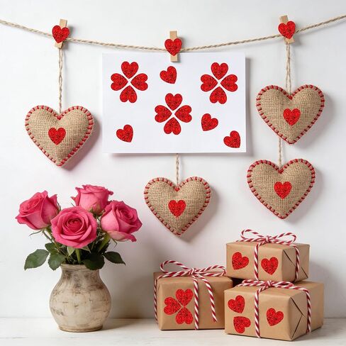 Heart Stickers, Valentines Stickers for Kids, 1 inch Holographic Self Adhesive Glitter Red Heart Sticker for Valentine's Day Love Decorations Wedding Envelope Seal Gift Decorative Label Sticke,500 pcs in Kuwait