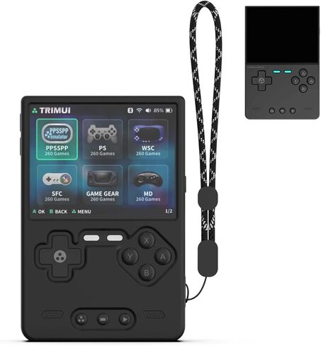 Silicone Case for Trimui Brick Retro Handheld Game Console, Soft Skin Cover for Trimui Brick Accessories, Anti-Scratch Washable TrimuiBrick with Lanyard (Black) in Saudi Arabia