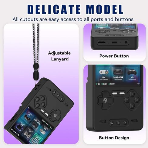 Silicone Case for Trimui Brick Retro Handheld Game Console, Soft Skin Cover for Trimui Brick Accessories, Anti-Scratch Washable TrimuiBrick with Lanyard (Black) in Saudi Arabia