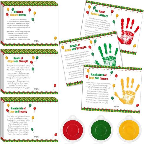 Motipuns 30 Pcs Black History Month Handprint Craft with 3 Pcs Large Ink Pads Black History Month Activity for DIY Study Kit Juneteenth Day Party(Classic Style) in Saudi Arabia