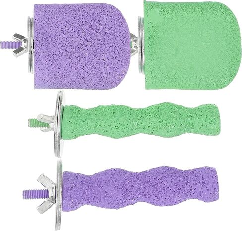 Luxshiny 4pcs Bird Nail Perch and Grinding Stick Set with Green Purple Gourd and Medium Size Stands for Parakeets Cockatiels Macaws Cage Climbing and Beak Care in Saudi Arabia