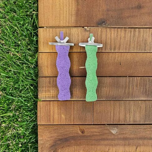 Luxshiny 4pcs Bird Nail Perch and Grinding Stick Set with Green Purple Gourd and Medium Size Stands for Parakeets Cockatiels Macaws Cage Climbing and Beak Care in Saudi Arabia