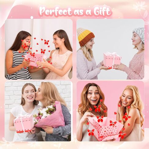 صندوق هدايا انفجار الفراشة الطائرة الوردية لعيد جالنتين، صندوق مفاجآت متفجر فريد من نوعه مع بطاقة قلب و4 قطع فراشات لمستلزمات حفلات أعياد الميلاد الجميلة in Kuwait