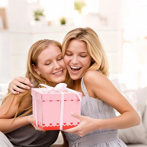 صندوق هدايا انفجار الفراشة الطائرة الوردية لعيد جالنتين، صندوق مفاجآت متفجر فريد من نوعه مع بطاقة قلب و4 قطع فراشات لمستلزمات حفلات أعياد الميلاد الجميلة in Kuwait